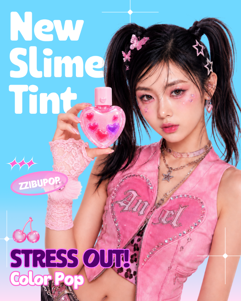 Model holding heart tint bottle