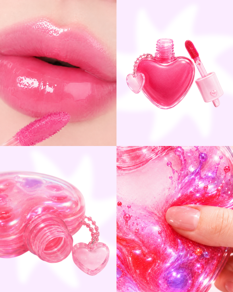 Glossy tint on lips detail